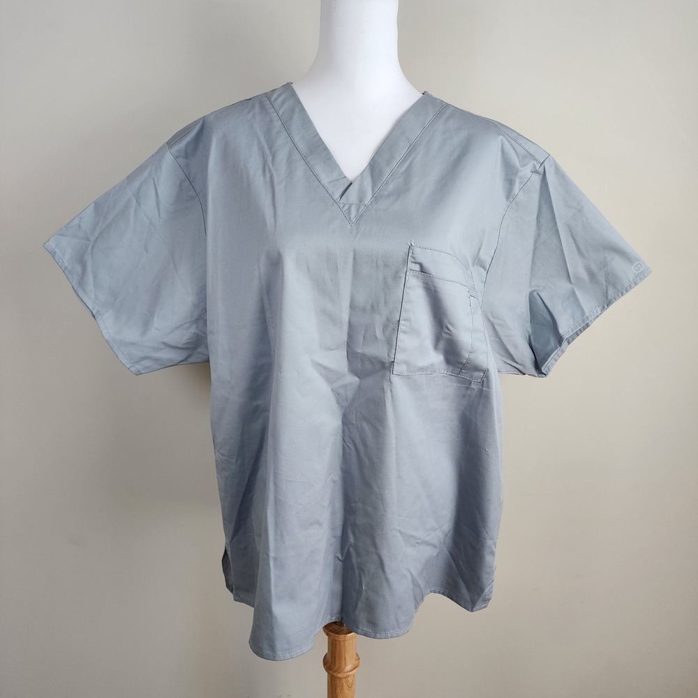 Wonderwink Wonder Work Scrub Top Womens Large Medical Shirt V‎ Neck Cotton Poly